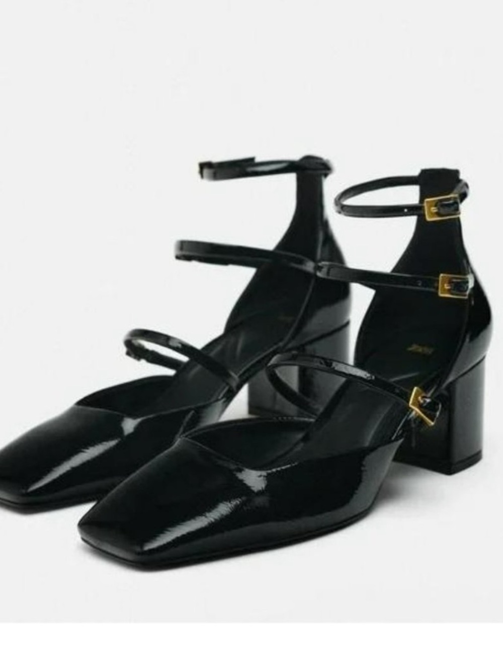 Zara patent buckle block heel shoe